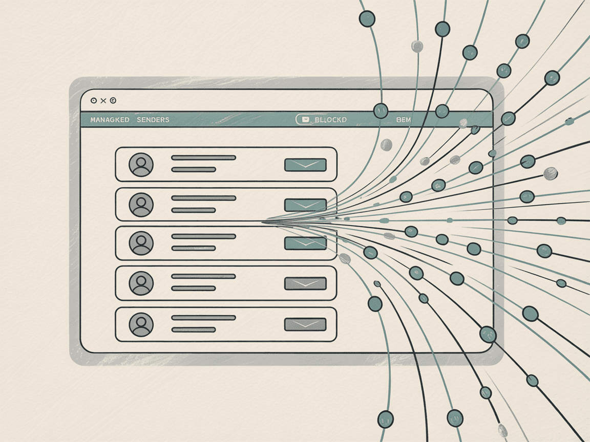 Outlook blocked senders list management interface